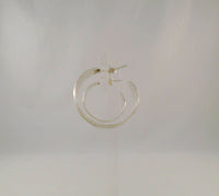 Large Vintage Artisan Sterling Silver & Gold Rope w/ Wirework Half Hoop Pierced Earrings