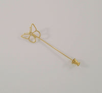 Vintage Solid 14K Yellow Gold 1980's Retro Modern Openwork Detailed Butterfly Stick Pin