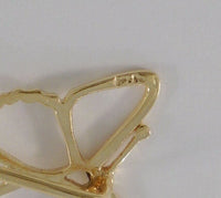 Vintage Solid 14K Yellow Gold 1980's Retro Modern Openwork Detailed Butterfly Stick Pin