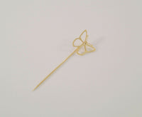 Vintage Solid 14K Yellow Gold 1980's Retro Modern Openwork Detailed Butterfly Stick Pin