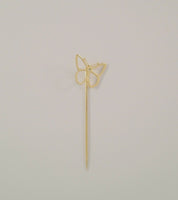 Vintage Solid 14K Yellow Gold 1980's Retro Modern Openwork Detailed Butterfly Stick Pin