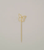 Vintage Solid 14K Yellow Gold 1980's Retro Modern Openwork Detailed Butterfly Stick Pin