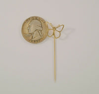 Vintage Solid 14K Yellow Gold 1980's Retro Modern Openwork Detailed Butterfly Stick Pin