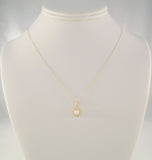 Detailed Vintage Solid 14K Yellow Gold w/ 5mm Natural Creamy White Pearl Filigree Rosette Pendant Necklace 18"