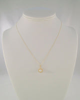 Detailed Vintage Solid 14K Yellow Gold w/ 5mm Natural Creamy White Pearl Filigree Rosette Pendant Necklace 18"