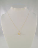 Detailed Vintage Solid 14K Yellow Gold w/ 5mm Natural Creamy White Pearl Filigree Rosette Pendant Necklace 18"