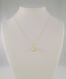 Detailed Vintage Solid 14K Yellow Gold w/ 5mm Natural Creamy White Pearl Filigree Rosette Pendant Necklace 18"