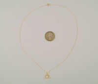 Detailed Vintage Solid 14K Yellow Gold w/ 5mm Natural Creamy White Pearl Filigree Rosette Pendant Necklace 18"