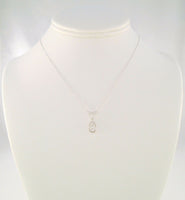 Sparkly Signed Vintage Arezzo Solid 14K White Gold & Round Brilliant Diamond Drop Pendant Necklace 15.75"