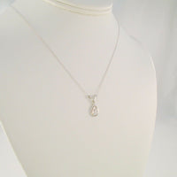 Sparkly Signed Vintage Arezzo Solid 14K White Gold & Round Brilliant Diamond Drop Pendant Necklace 15.75"