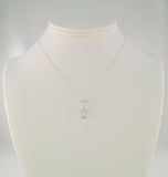 Sparkly Signed Vintage Arezzo Solid 14K White Gold & Round Brilliant Diamond Drop Pendant Necklace 15.75"