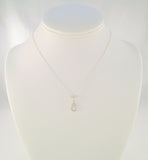 Sparkly Signed Vintage Arezzo Solid 14K White Gold & Round Brilliant Diamond Drop Pendant Necklace 15.75"