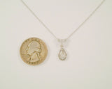 Sparkly Signed Vintage Arezzo Solid 14K White Gold & Round Brilliant Diamond Drop Pendant Necklace 15.75"