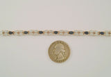 Chic Vintage 6.35mm Wide Rose Gold Vermeil Over Sterling Silver Blue Sapphire Bracelet w/ Diamond Accents 7.5"