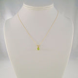 Signed Vintage Solid 14K Yellow Gold & Sparkly Natural Round  .45 CT Peridot Solitaire Pendant Necklace 16.5"