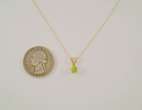 Signed Vintage Solid 14K Yellow Gold & Sparkly Natural Round  .45 CT Peridot Solitaire Pendant Necklace 16.5"