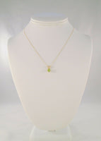 Signed Vintage Solid 14K Yellow Gold & Sparkly Natural Round  .45 CT Peridot Solitaire Pendant Necklace 16.5"