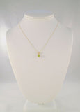 Signed Vintage Solid 14K Yellow Gold & Sparkly Natural Round  .45 CT Peridot Solitaire Pendant Necklace 16.5"