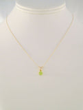 Signed Vintage Solid 14K Yellow Gold & Sparkly Natural Round  .45 CT Peridot Solitaire Pendant Necklace 16.5"