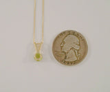 Signed Vintage Solid 14K Yellow Gold & Sparkly Natural Round  .45 CT Peridot Solitaire Pendant Necklace 16.5"