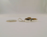 Boldly Sized Handcrafted Vintage Sterling Silver w/ Cabochon Oval & Pear Shaped Tiger's Eye Dimensional Modernist Pendant