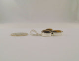 Boldly Sized Handcrafted Vintage Sterling Silver w/ Cabochon Oval & Pear Shaped Tiger's Eye Dimensional Modernist Pendant