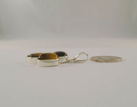 Boldly Sized Handcrafted Vintage Sterling Silver w/ Cabochon Oval & Pear Shaped Tiger's Eye Dimensional Modernist Pendant