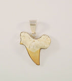 Large Impressive Handcrafted and Signed Vintage Charles Albert Sterling Silver & Fossilized Shark's Tooth Pendant