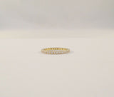 Sparkly, Vintage Sterling Silver w/ Yellow Gold Vermeil Prong-Set Clear Gems Eternity Band Stack Ring 2mm Size 6