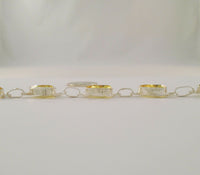 Sparkly Curvy Handcrafted Vintage Sterling Silver and Brilliant Lemon Yellow Pear Cut Faceted Citrine Toggle Bracelet 7.75"