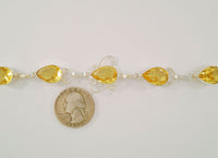 Sparkly Curvy Handcrafted Vintage Sterling Silver and Brilliant Lemon Yellow Pear Cut Faceted Citrine Toggle Bracelet 7.75"