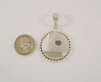 Large Heavy Handcrafted Vintage Mexican Sterling Silver Caviar Bead Framed Round Engraveable Pendant