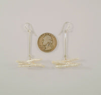 Unusual Long Vintage Sterling Silver and Creamy White Freshwater Stick Pearls Dangle Hook Earrings