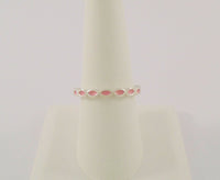 Signed Vintage Pandora Sterling Silver & Pink Enamel Curvy 3mm Curvy Stackable "Better Together" Band Ring Size 8