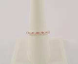 Signed Vintage Pandora Sterling Silver & Pink Enamel Curvy 3mm Curvy Stackable "Better Together" Band Ring Size 8