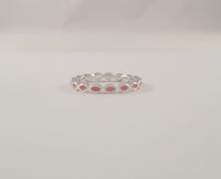 Signed Vintage Pandora Sterling Silver & Pink Enamel Curvy 3mm Curvy Stackable "Better Together" Band Ring Size 8