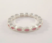 Signed Vintage Pandora Sterling Silver & Pink Enamel Curvy 3mm Curvy Stackable "Better Together" Band Ring Size 8