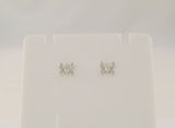 Dainty Curvy Dimensional Signed Vintage 14K Solid White Gold and Natural Diamonds Butterfly Stud Pierced Earrings 6.5mm