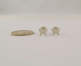 Dainty Curvy Dimensional Signed Vintage 14K Solid White Gold and Natural Diamonds Butterfly Stud Pierced Earrings 6.5mm