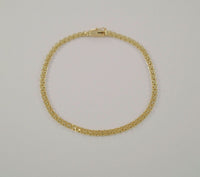 Vintage Solid 14K Yellow Gold 3.5mm Fancy Bismarck Link Bracelet w/ Safety Catch 7.25"