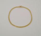 Vintage Solid 14K Yellow Gold 3.5mm Fancy Bismarck Link Bracelet w/ Safety Catch 7.25"