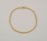 Vintage Solid 14K Yellow Gold 3.5mm Fancy Bismarck Link Bracelet w/ Safety Catch 7.25"