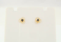 Dainty Curvy and Delicately Detailed, Vintage 14K Solid Yellow Gold & Rhodolite Garnet Filigree Flower 6.5mm Stud Pierced Earrings