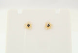 Dainty Curvy and Delicately Detailed, Vintage 14K Solid Yellow Gold & Rhodolite Garnet Filigree Flower 6.5mm Stud Pierced Earrings