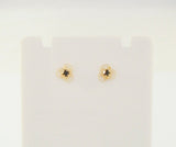 Dainty Curvy and Delicately Detailed, Vintage 14K Solid Yellow Gold & Rhodolite Garnet Filigree Flower 6.5mm Stud Pierced Earrings