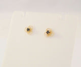 Dainty Curvy and Delicately Detailed, Vintage 14K Solid Yellow Gold & Rhodolite Garnet Filigree Flower 6.5mm Stud Pierced Earrings