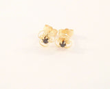 Dainty Curvy and Delicately Detailed, Vintage 14K Solid Yellow Gold & Rhodolite Garnet Filigree Flower 6.5mm Stud Pierced Earrings