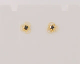 Dainty Curvy and Delicately Detailed, Vintage 14K Solid Yellow Gold & Rhodolite Garnet Filigree Flower 6.5mm Stud Pierced Earrings