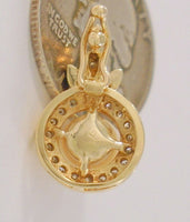 Sparkly Signed Vintage or Antique BastianBrothers Leafy Topped 14K Solid Yellow Gold & Creamy White 6.5mm Pearl Enhancer or Pendant set w/ Twenty Diamonds