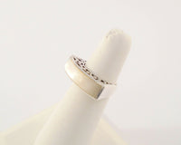 Big Bold Vintage Sterling Silver Mother of Pearl Inlaid 7.9mm Wide Carved Cross & Scroll Design Ring Size 5.5